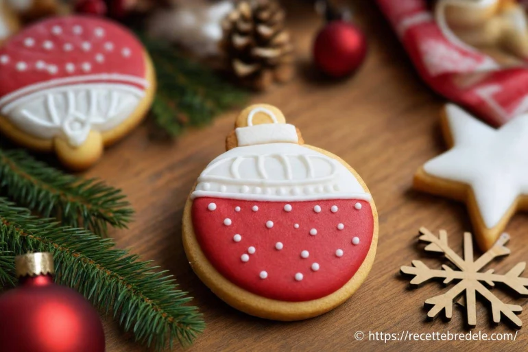 Bredele de la boule de Noël : biscuit rond décoré