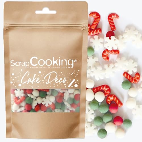 ScrapCooking - Décors Sucrés Noël 42 g - Flocons, Perles Rou