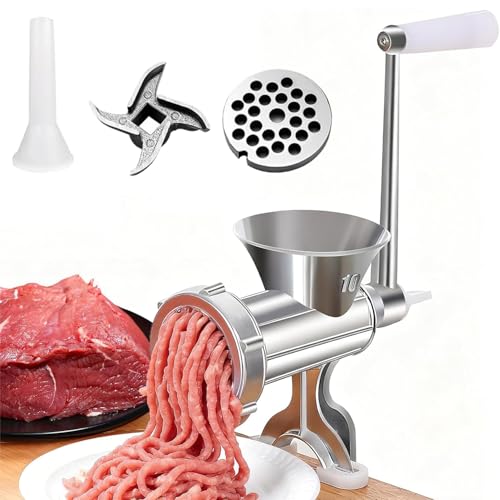 Hachoir à viande manuel en acier inoxydable avec entonnoir à