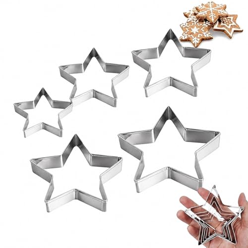 Lot de 10 Emporte-Pièces Étoiles en Acier Inoxydable Argenté