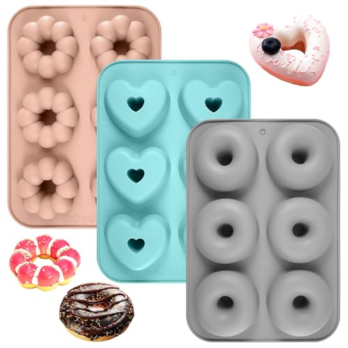 Moule Donuts Silicone 3 Pièces 6 Cavités Beignets Antiadhési