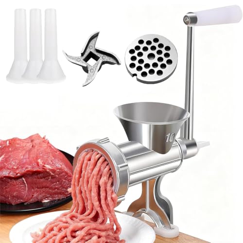 Hachoir à viande manuel en acier inoxydable avec entonnoir à