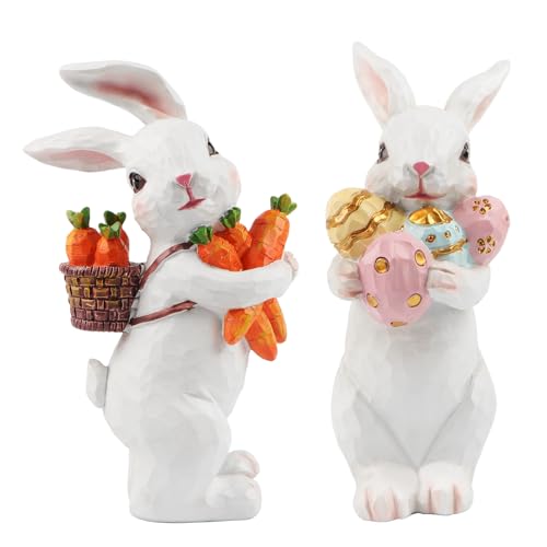 Jangostor 2 Pièces Décorations de Lapin de Pâques Statues et