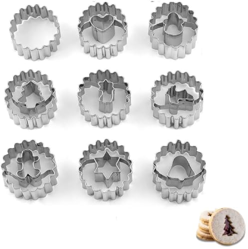 Lot de 9 Emporte-Pièces Linzer en Acier Inoxydable pour Bisc