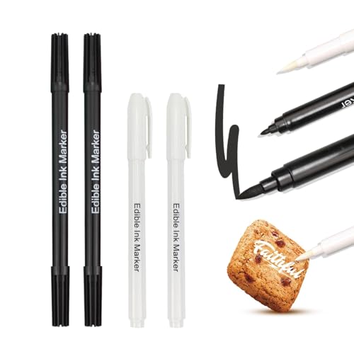 4 Feutre Alimentaire, Stylo Alimentaire Noir et Blanc Pâtiss