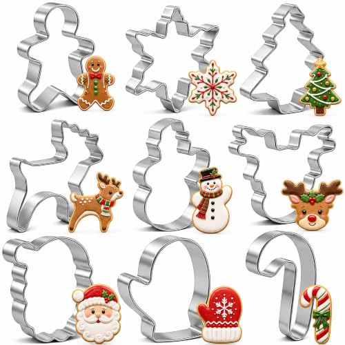 Lot de 9 emporte-pièces de Noël – Étoile, arbre, ange