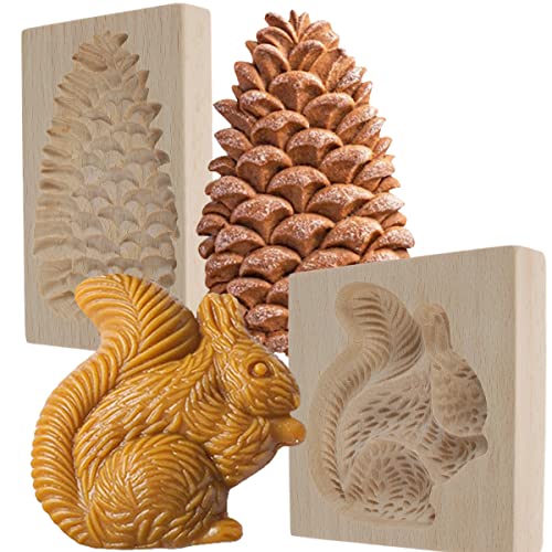 Harupink Lot de 2 moules à biscuits en bois naturel lisse sa