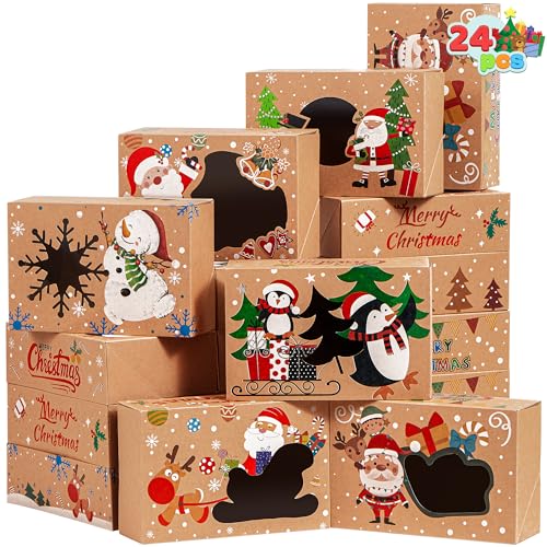 JOYIN Lot de 24 boîtes à biscuits de Noël en papier kraft av