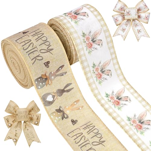 Ruban Filaire de Paques 2,5 Pouces Ruban Printemps, 5 Yards