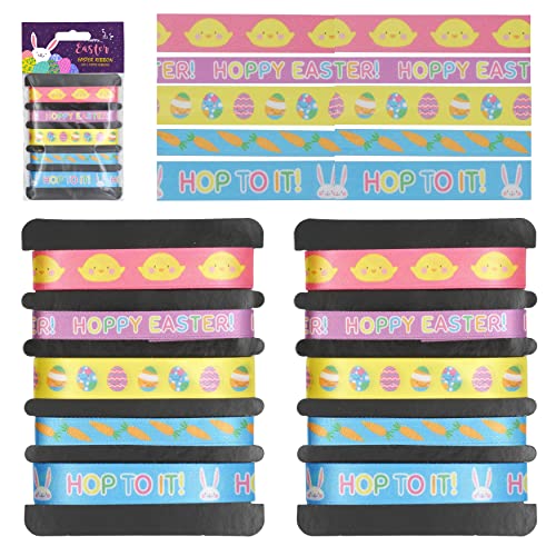 Lot de 10 rubans en satin de Pâques avec lapin et œuf pour n