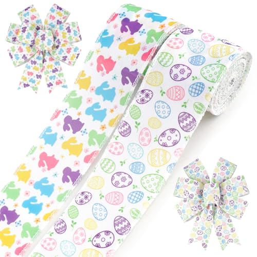 Rubans De Pâques Décorations De Pâques Blanc 2 Rouleaux 6cm