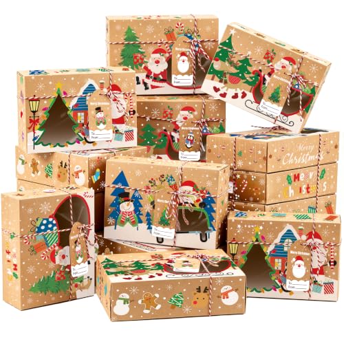 Lot de 42 Boîte à Biscuits de Noël en Papier Kraft,pour Four