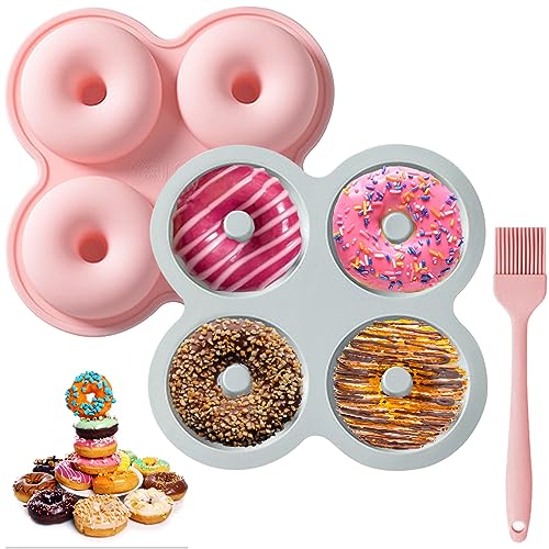 Jogoico Moule Donuts Silicone 2 Pièces, Moules à Beignets en
