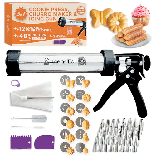 KneadEat Kit de presse à biscuits Spritz Premium et pistolet
