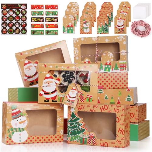 GeeRic Lot de 12 Boîtes en Papier Kraft pour Noël, Boîtes à 