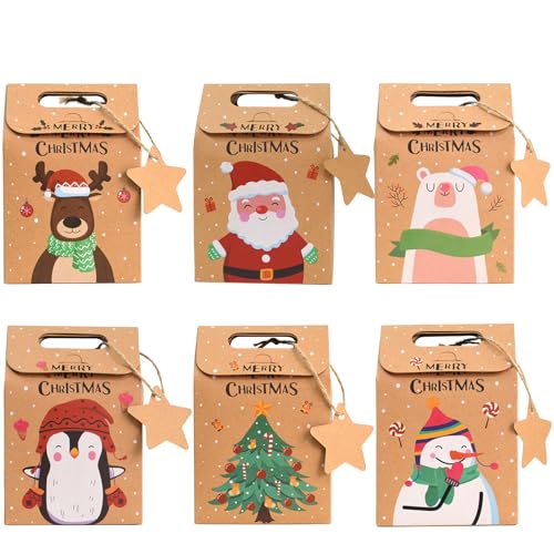 Boîtes Cadeaux Noël Kraft 24 pcs