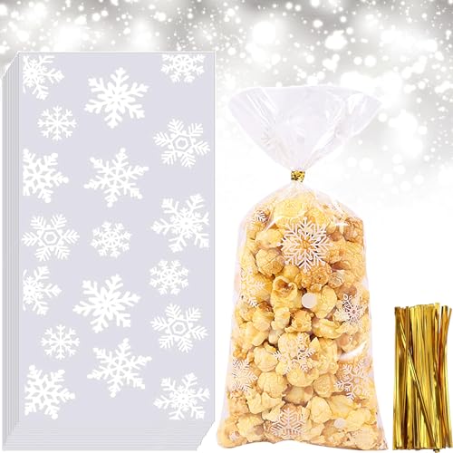 BELSVOR 100 Pièces Sachets Biscuits Noël et 200 Rubans dorés
