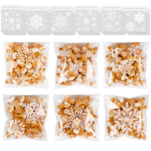 sulanmo 120 Pièces Sachet Biscuit Noël Transparent à Flocons