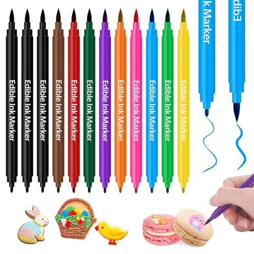 Tuxvealu 12Pcs Stylo Colorant Alimentaire, Stylo Marqueurs C