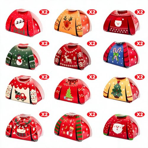 24 Pièces Boîte Cadeau Noël, Petite Boîte Cadeau Vide pour B