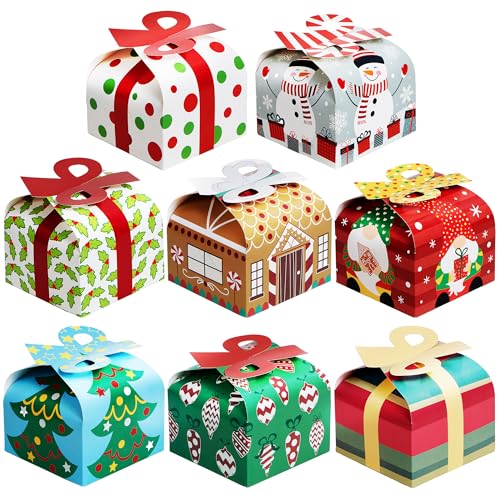 Lot de 24 boîtes cadeau 3D avec nœud pour Noël - Boîtes en p