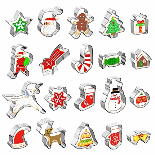 Gwhole Lot de 20 Emporte Pièces Noël en Acier Inoxydable Mou