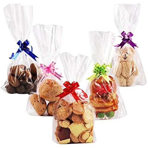 Hemiks 50 Pcs Sachet Bonbon Transparent avec Fond, 15 x 25cm