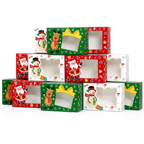 Lot de 24 Boite a Biscuit Noel, Vert Rouge Boite Cadeau Noel
