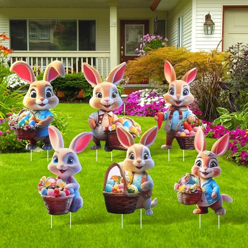 Decoration Paques, 6 Pièces Lapin de Paques Deco Signes de C