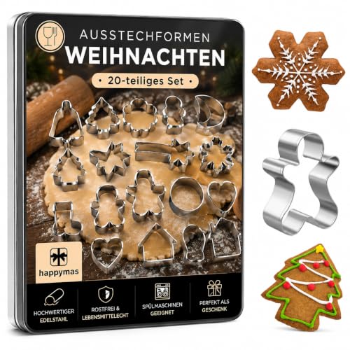 Happymas - Lot de 20 Emporte-pièces de Noël