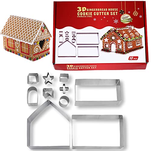 SUNCHE 10 Pièces Acier Inoxydable Biscuit Moule, 3D Noël Emp