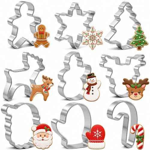 Lot de 9 emporte-pièces de Noël – Étoile, arbre, ange