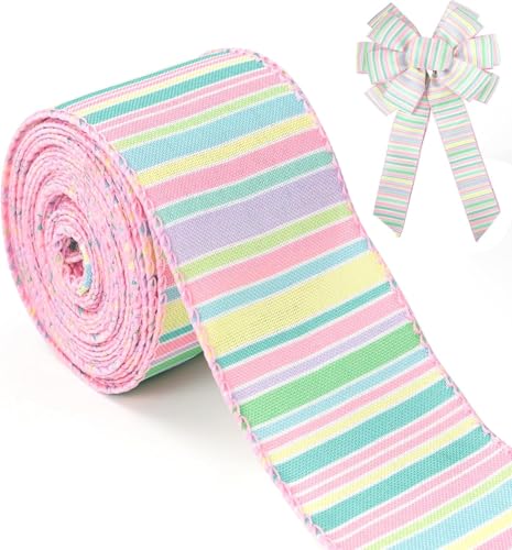 Ruban de Pâques avec Fil de Fer, 6,4 CM Ruban à Carreaux Pri