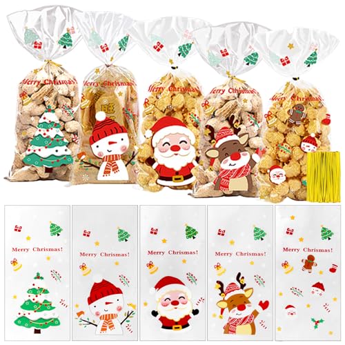 Coicok 100 Pièces Sachet Biscuit Noel Plastique Transparent 