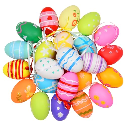AWCIGG 24 Pièces Oeufs de Paques Decoration Oeuf Paques Plas
