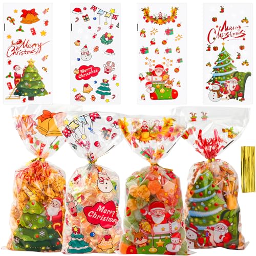 Coicok 100 Pièces Sachet Bonbon Noël, Sachets Transparents p
