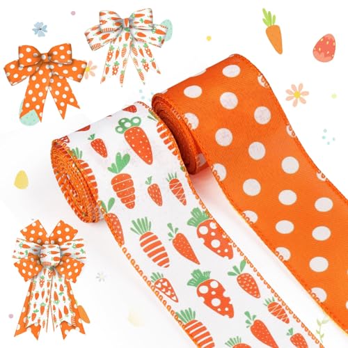 Rouleau Ruban de Paques, 2pcs Ruban Decoration Pâques, 2,5 P