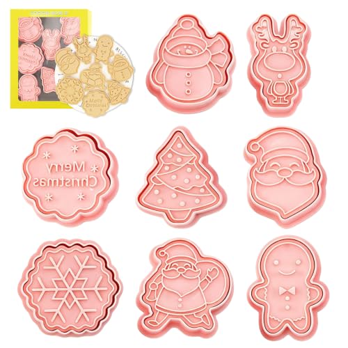 VEEKAY 8 Pièces Emporte Pièces Noël,3D Moule Biscuit Plastiq