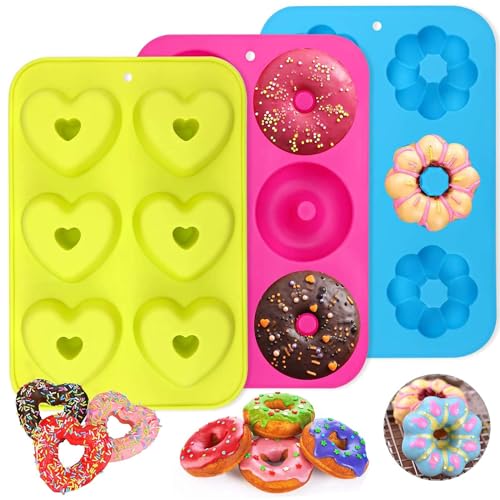 PHOGARY 3 Moules à Beignets en Silicone Sûrs, 6 cavités Donu