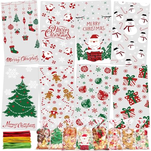 ECtury 120 Sachets Transparents pour Biscuits de Noël, 8 Sty